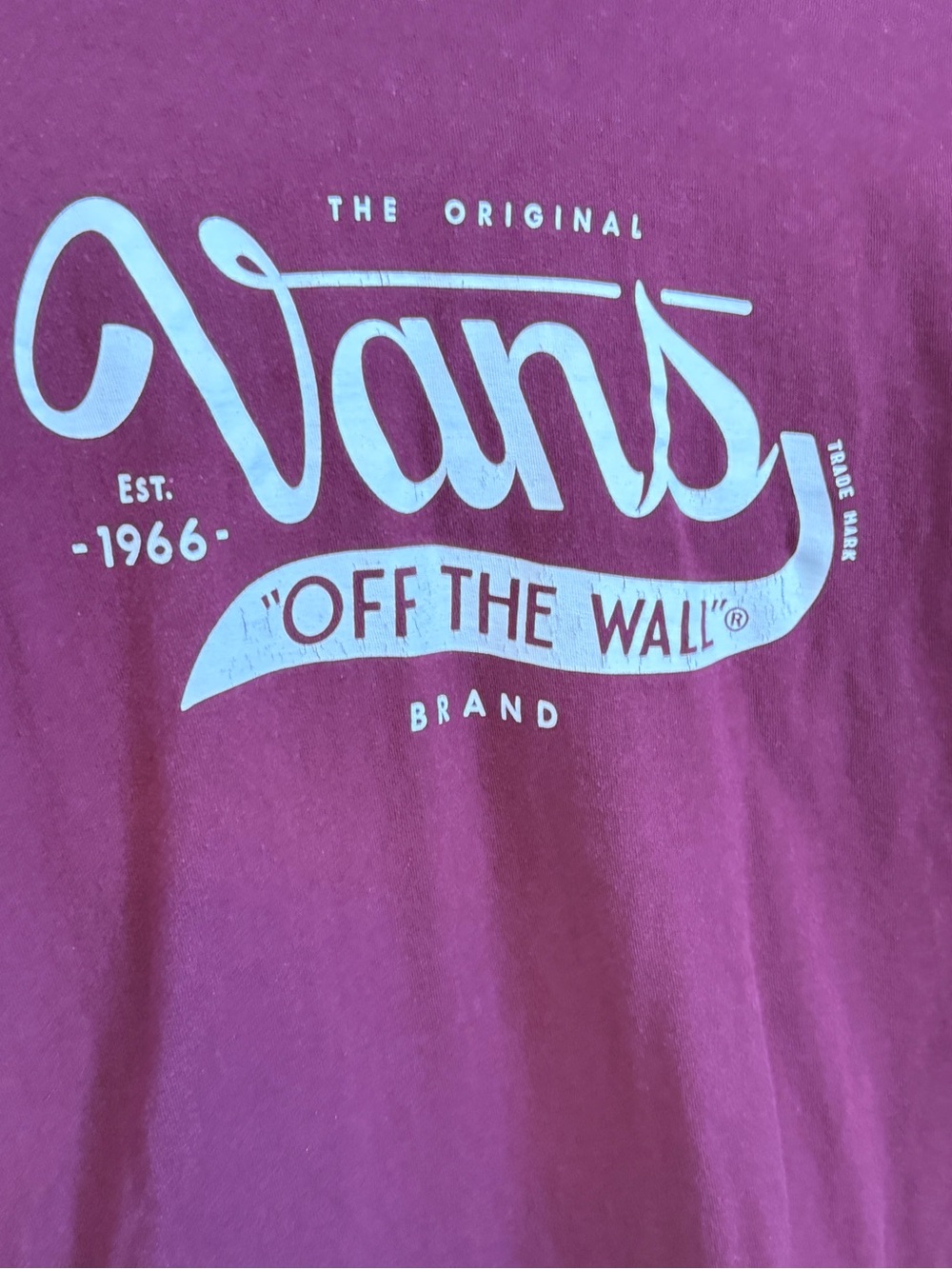 Vans Off The Wall Logo Crewneck Tee Maroon men size medium - Picture 2 of 4